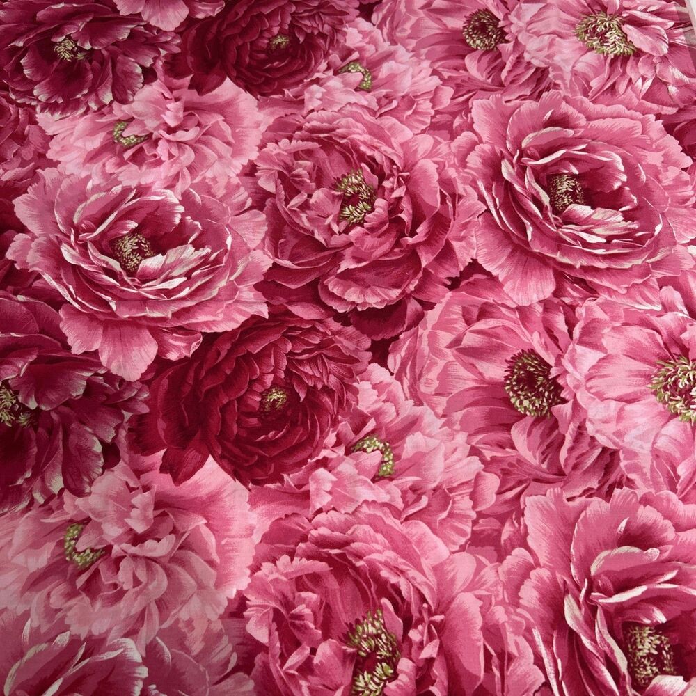 Michael Miller Cotton Quilting Fabric Charlotte Pink Cottage Rose Floral 22 X 44